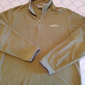 Eddie Bauer Large Men's Olive Green 3/4 Zip-Up Sweater / Henley